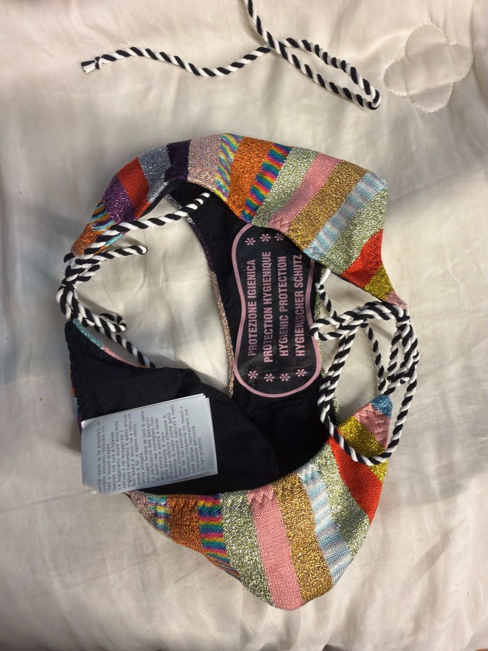 Missoni Multicolor Metallic Stripe Tie Bikini with Black-White Rope - Picture 4 of 8